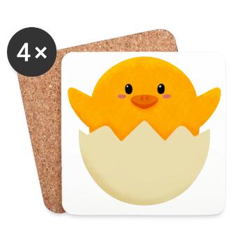 Easter Chick in Egg - Coasters (set of 4) - white - Front