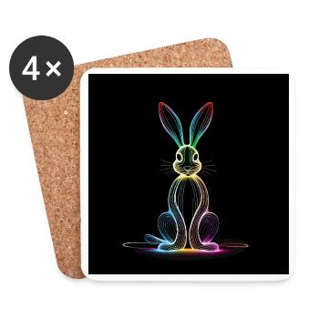 Howard the Rabbit Glows - Coasters (set of 4) - white - Front