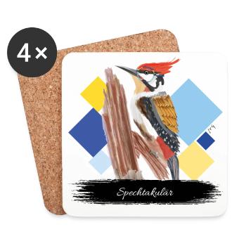 JvG Specht "Spechtakulär" - Untersetzer (4er-Set) - Weiß - Vorne