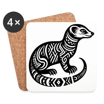 Mangouste tribale - Dessous de verre (lot de 4) - blanc - Devant