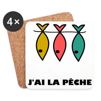 PÊCHE. POISSON D'AVRIL. POISSON. SARDINE - Dessous de verre (lot de 4) - blanc - Devant