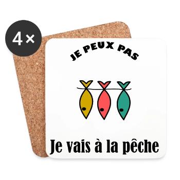 POISSON. POISSON D'AVRIL. VACANCES. ETE. HUMOUR - Dessous de verre (lot de 4) - blanc - Devant