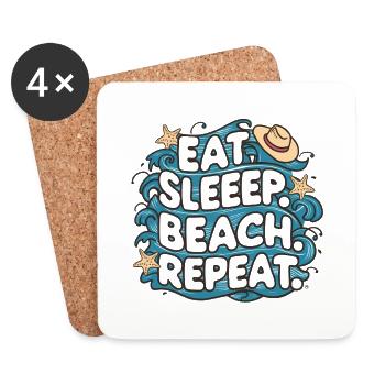 Manger dormir plage répéter - Dessous de verre (lot de 4) - blanc - Devant