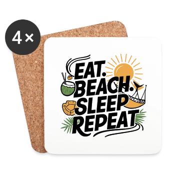 Eat Sleep Beach Repeat - Coasters (set of 4) - white - Front