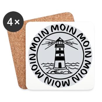Moin Moin Lighthouse – Maritime Coastal Design - Coasters (set of 4) - white - Front