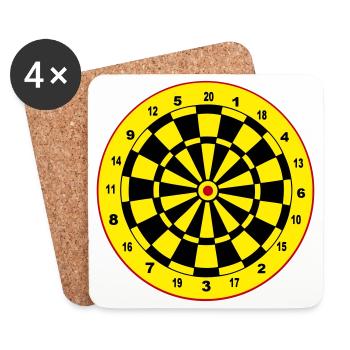 Fléchettes, fléchettes, fléchettes, autocollants, jeu de fléchettes - Dessous de verre (lot de 4) - blanc - Devant