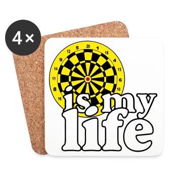 Dart, Dart, Darts, Shirt, Dart is my life - Coasters (set of 4) - white - Front