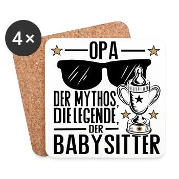 Opa – Der Mythos, die Legende, der Babysitter - Untersetzer (4er-Set) - Weiß - Vorne