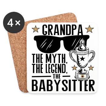 Grand-père – Le mythe, la légende, la baby-sitter - Dessous de verre (lot de 4) - blanc - Devant