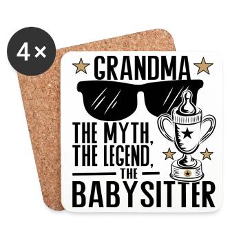 Grand-mère – Le mythe, la légende, la baby-sitter - Dessous de verre (lot de 4) - blanc - Devant