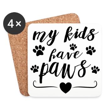 Mes enfants ont des pattes – Conception de la déclaration des parents d’animaux - Dessous de verre (lot de 4) - blanc - Devant