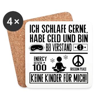 Keine Kinder für mich – Ruhe Freiheit Balance - Untersetzer (4er-Set) - Weiß - Vorne