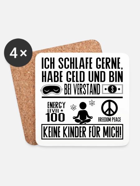 Keine Kinder für mich – Ruhe Freiheit Balance - Untersetzer (4er-Set) - Weiß