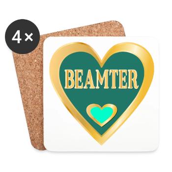 HERZ BEAMTER - Untersetzer (4er-Set) - Weiß - Vorne