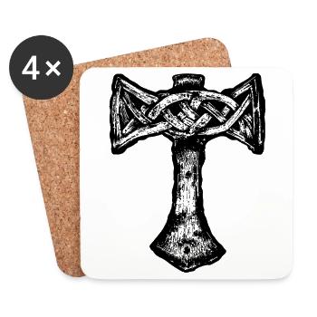 Mjöllnir symbole viking - Dessous de verre (lot de 4) - blanc - Devant