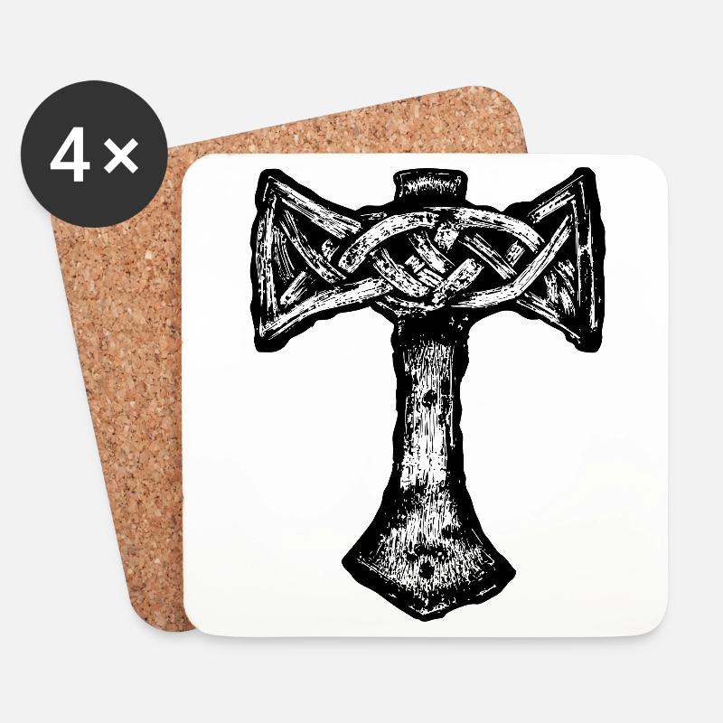 Mjöllnir Viking symbol - Coasters (set of 4) - white