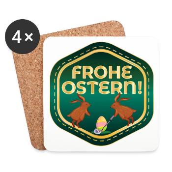 FROHE OSTERN OSTERHASE EIER GOLFSPIEL - Untersetzer (4er-Set) - Weiß - Vorne