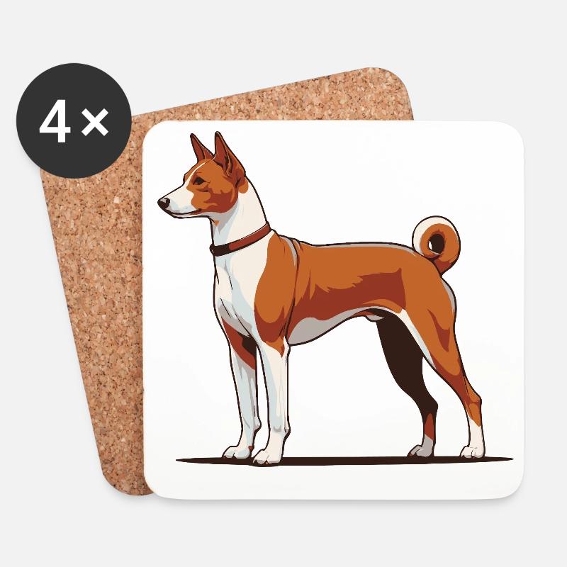 Basenji - Untersetzer (4er-Set) - Weiß