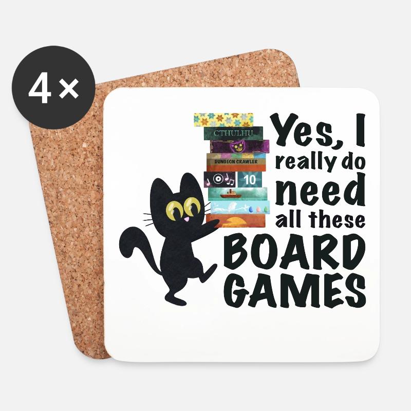 Brettspiel lustig Spruch Katze - Untersetzer (4er-Set) - Weiß