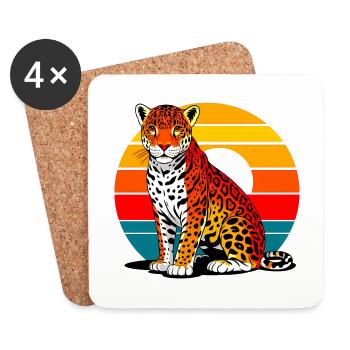 Jaguar am Strand - Untersetzer (4er-Set) - Weiß - Vorne