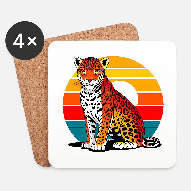 Jaguar am Strand - Untersetzer (4er-Set) - Weiß