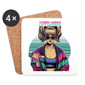Femmes fortes Haltérophilie Gym Années 90 Cadeau - Dessous de verre (lot de 4) - blanc - Devant