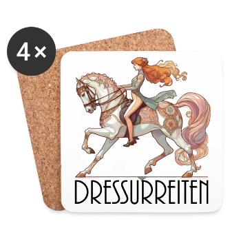Dressurreiten Reiten Pferd edel dynamisch Geschenk - Untersetzer (4er-Set) - Weiß - Vorne