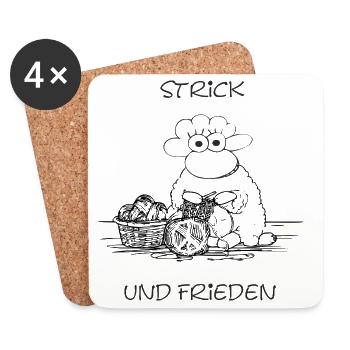 Strick und Frieden – Humor mit Haltung - Untersetzer (4er-Set) - Weiß - Vorne