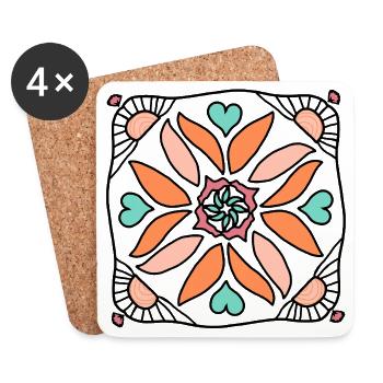 Mandala du Soleil - Dessous de verre (lot de 4) - blanc - Devant