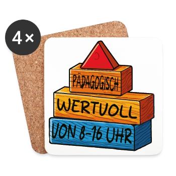 Pädagogisch wertvoll von 8 - 16uhr - Untersetzer (4er-Set) - Weiß - Vorne