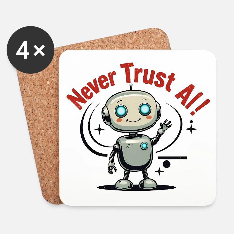 Never Trust AI - Untersetzer (4er-Set) - Weiß