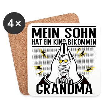 Endlich Oma – Mein Sohn hat ein Kind bekommen - Untersetzer (4er-Set) - Weiß - Vorne