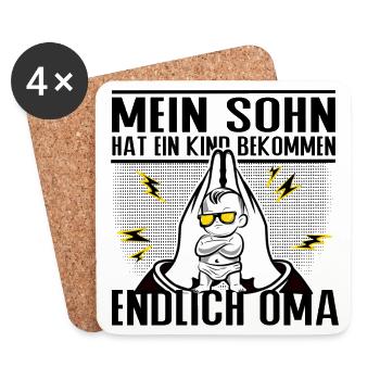 Endlich Oma – Mein Sohn hat ein Kind bekommen - Untersetzer (4er-Set) - Weiß - Vorne