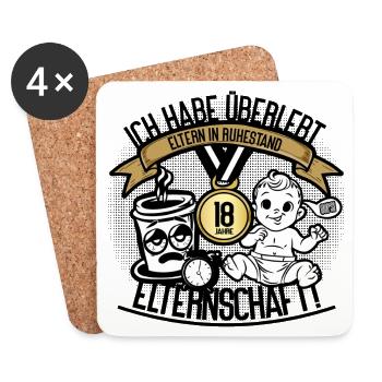 Ich habe überlebt – Eltern in Ruhestand - Untersetzer (4er-Set) - Weiß - Vorne