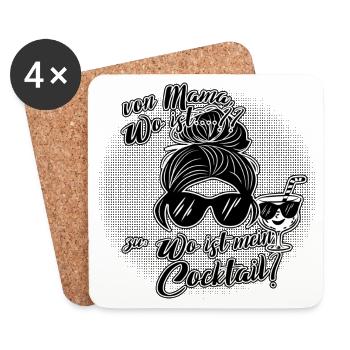 Von Mama-Modus zu Cocktail-Zeit. - Untersetzer (4er-Set) - Weiß - Vorne
