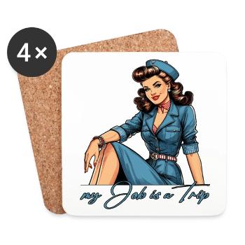 Pin Up Retro Stewardess Beruf Reise Geschenk - Untersetzer (4er-Set) - Weiß - Vorne