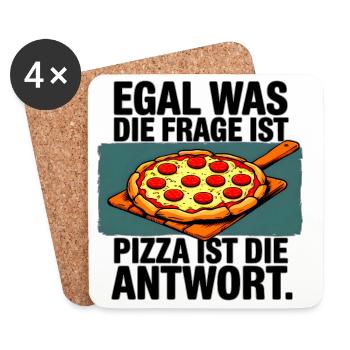 Pizza ist die Antwort - Untersetzer (4er-Set) - Weiß - Vorne