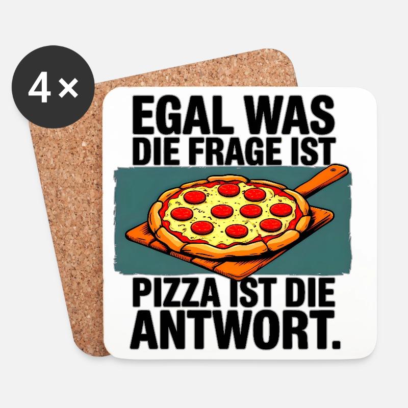 Pizza ist die Antwort - Untersetzer (4er-Set) - Weiß