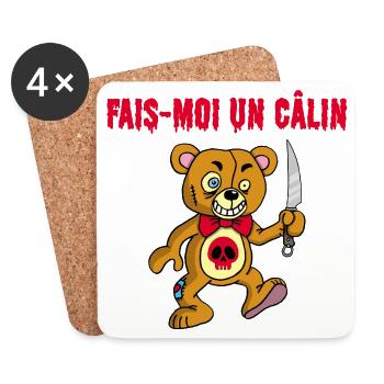 Ours en peluche psychopathe - Dessous de verre (lot de 4) - blanc - Devant