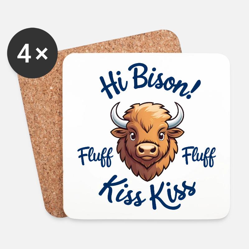 Bison Kiss Kiss - Untersetzer (4er-Set) - Weiß