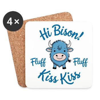 Hi Bison Fluff Fluff - Coasters (set of 4) - white - Front