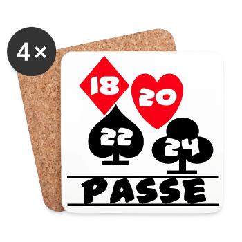 Skat , Skat Player , 18 , 20 , 22 , 24 Passes - Coasters (set of 4) - white - Front