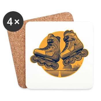 Vintage roller skate orange street pop illustration - Coasters (set of 4) - white - Front