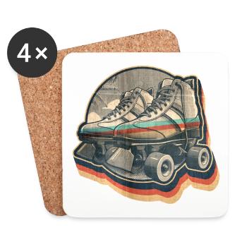 Vintage Sommer Retro Disco Grafikdesign Rollschuh - Untersetzer (4er-Set) - Weiß - Vorne