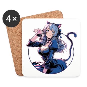 Katzenkostüm schöne Frau Cosplay Geschenk - Untersetzer (4er-Set) - Weiß - Vorne