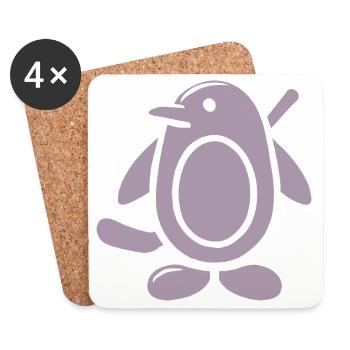 Pinguin Eishockey Silhouette Minimalistisch - Untersetzer (4er-Set) - Weiß - Vorne