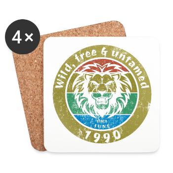 35ème Anniversaire Sauvage, libre et indompté depuis 06/1990 - Dessous de verre (lot de 4) - blanc - Devant