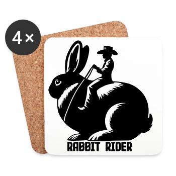 Rabbit Rider (texte - sans contour, 3 couleurs) - Dessous de verre (lot de 4) - blanc - Devant