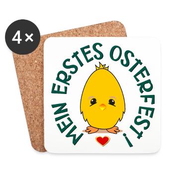 ERSTES OSTERFEST OSTERN BABY KÜKEN - Untersetzer (4er-Set) - Weiß - Vorne