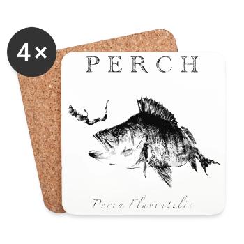 Perch Angler - Artificial lures for predatory fish - Coasters (set of 4) - white - Front
